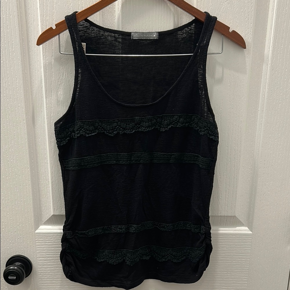Olivia Moon Black Fitted Ribbed Tank Top